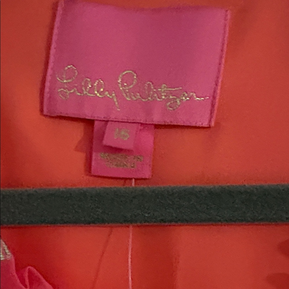 Lilly Pulitzer Giana Silk Coral Dress with Gold Metallic Clip - Picture 3 of 6